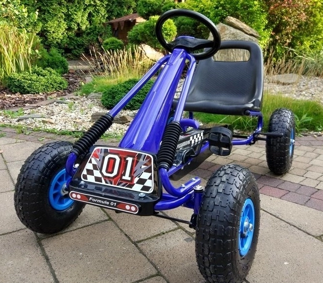 Kart a pedali + Pneumatici gonfiabili + Sedile regolabile – Blu