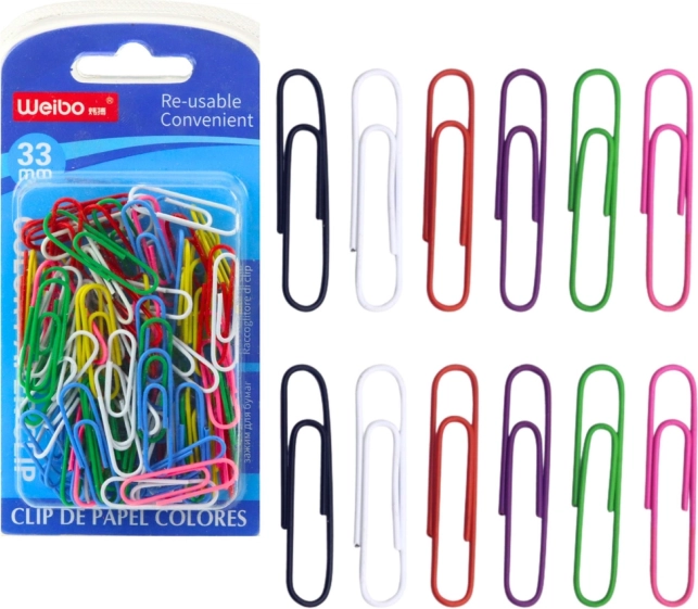Set di fermagli colorati per ufficio da 33 mm 90 pezzi