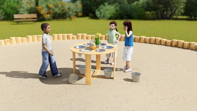 Tavolo educativo da giardino 6 in 1 con sabbia e giochi d'acqua