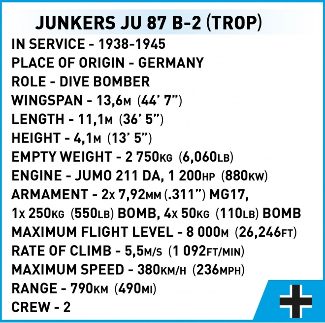 Modellino Aereo da Combattimento Junkers Ju 87 B-2