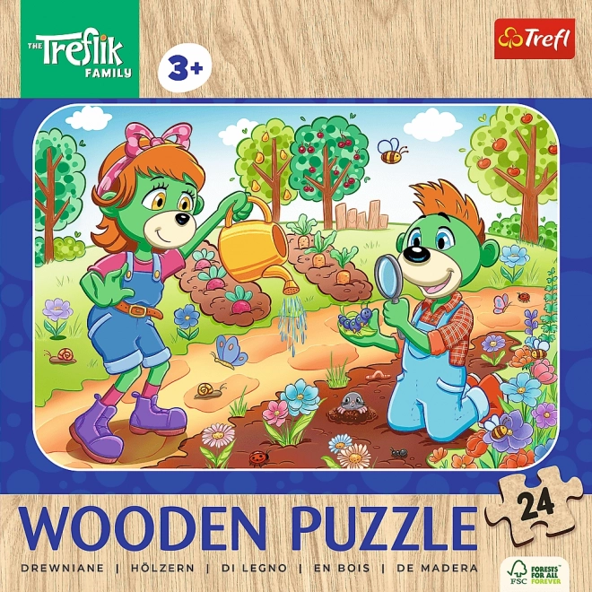 Puzzle in legno Trefl Składak: Incontra la famiglia Treflíków 24 pezzi