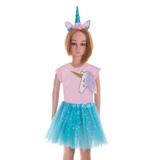 Costume di Carnevale Unicorno con Fascia e Gonna di Tulle – Blu