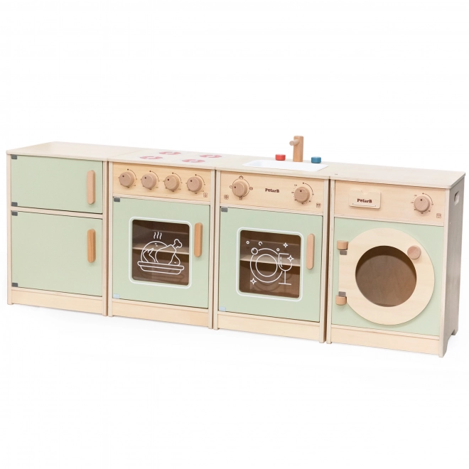 Viga PolarB cucina in legno con elettrodomestici - verde