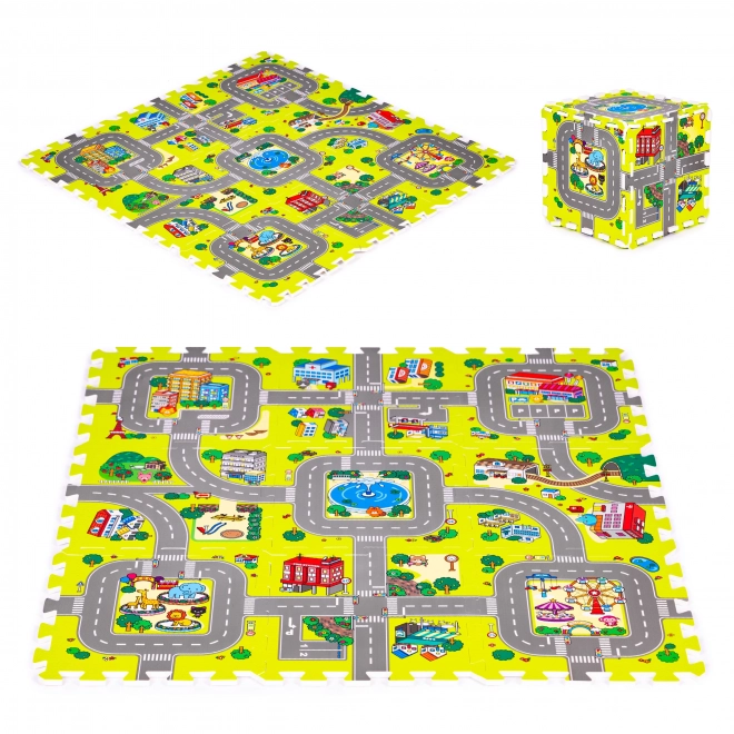 Tappeto puzzle in schiuma per bambini città 9 elementi