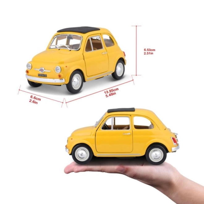 Modello Fiat 500 F 1965 in scala 1:24 giallo