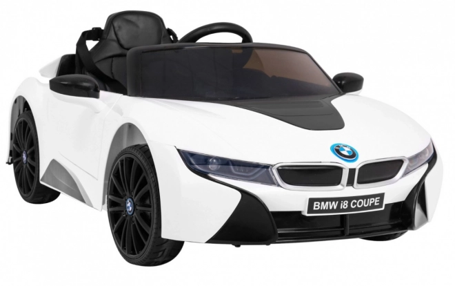 Auto a batteria BMW I8 Lift Bianco + telecomando + avviamento lento + cinture a 3 punti + MP3 USB + LED