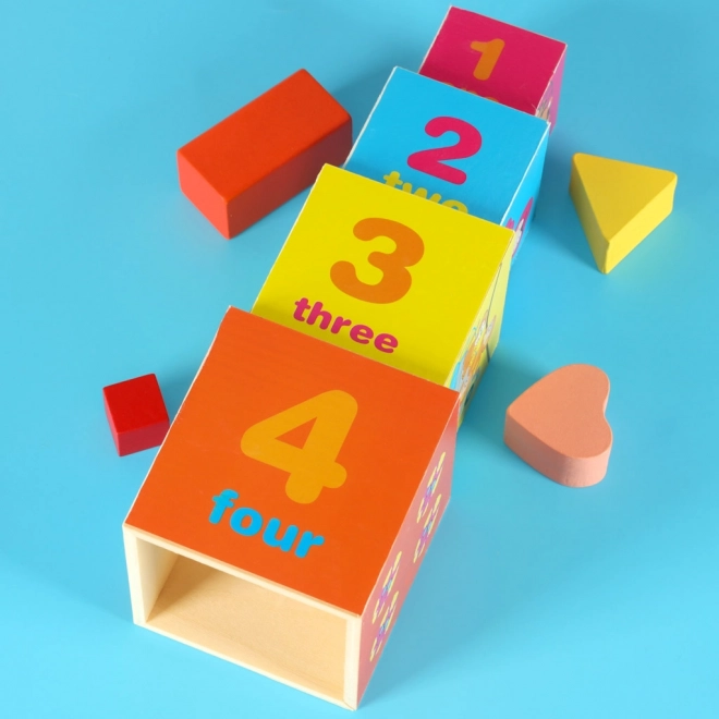 Torre educativa in legno XXL con forme e apprendimento dei numeri