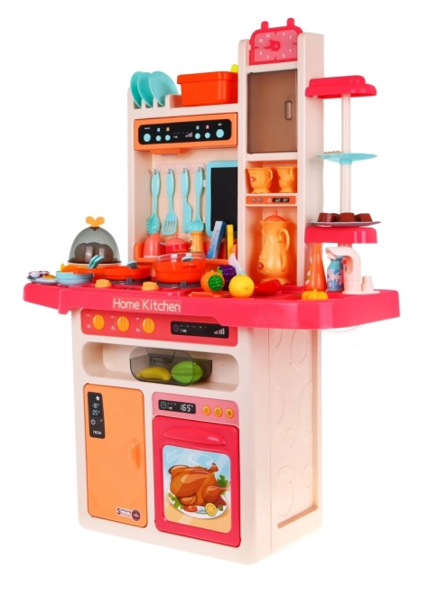 Cucina Blu per Bambini con Rubinetto e Piano Cottura a Vapore – rosa