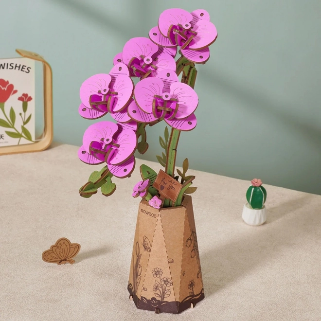 Fiore in Legno 3D Orchidea Viola