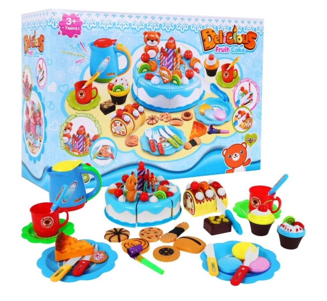 Set di organizzazione festa per bambini 3+ rosa torta con dolcetti e candela interattiva – blu