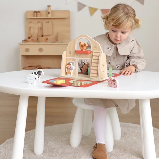 Fattoria impilabile in legno Tooky Toy con figurine di animali