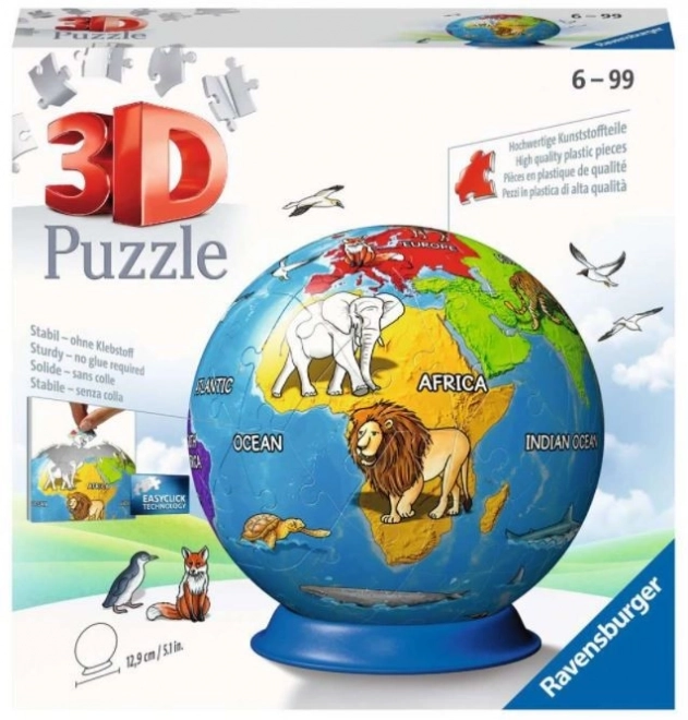 Puzzle 3D Globo per Bambini 72 Pezzi