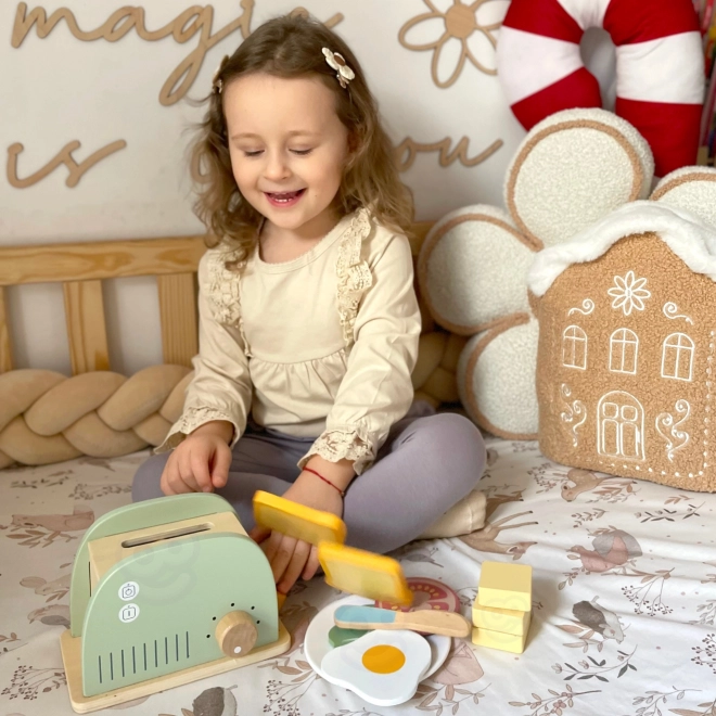 Set colazione tostapane in legno in colori pastello di Tooky Toy