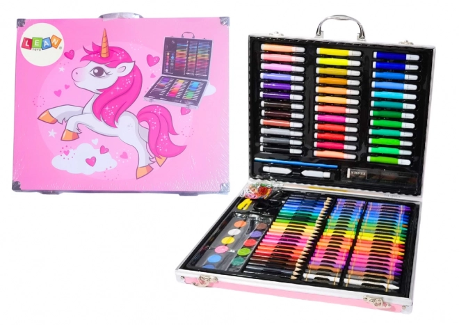 Set artistico con valigetta e unicorno rosa 150 pezzi