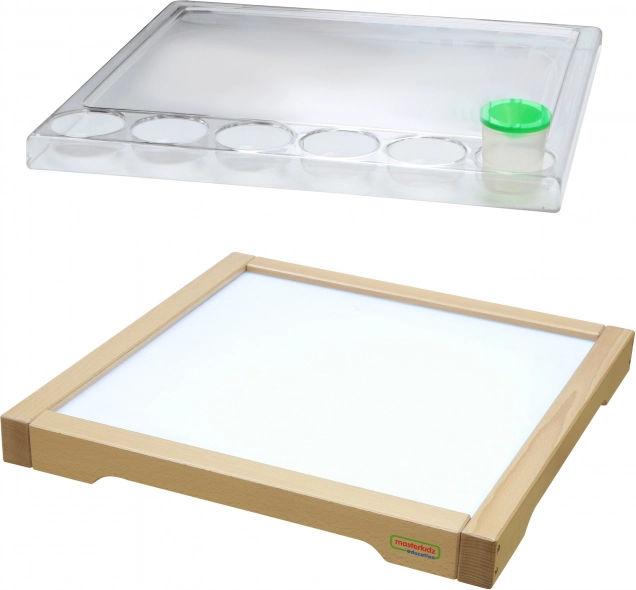 Cornice sensoriale Masterkidz con pannello LED e vassoio trasparente da disegno