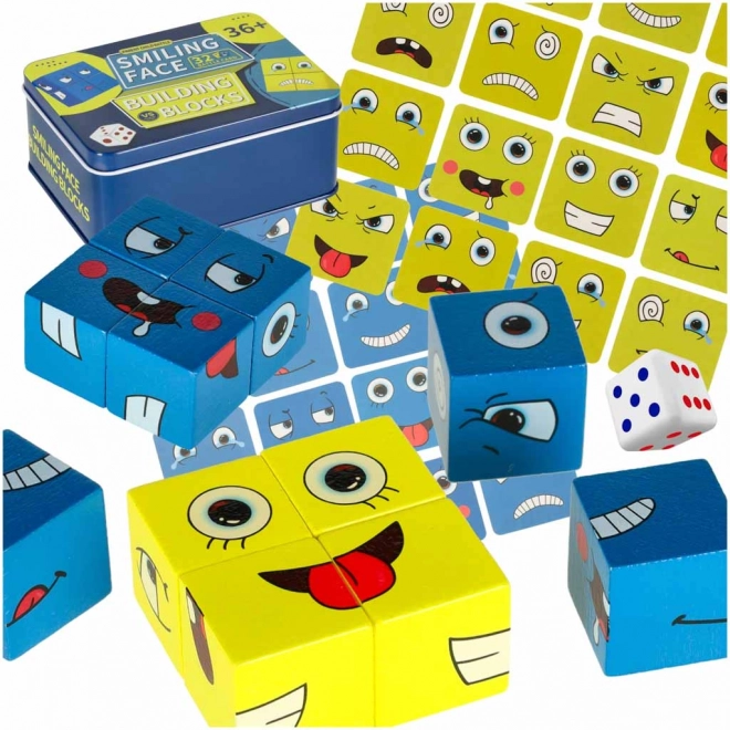 Gioco educativo per imparare le emozioni – cubi di legno in scatolina di latta