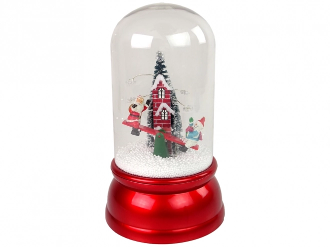 Decorazione Natalizia a Cupola con Neve Finta e Babbo Natale