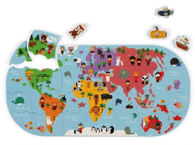 Puzzle da bagno Mappa del mondo 28 pezzi