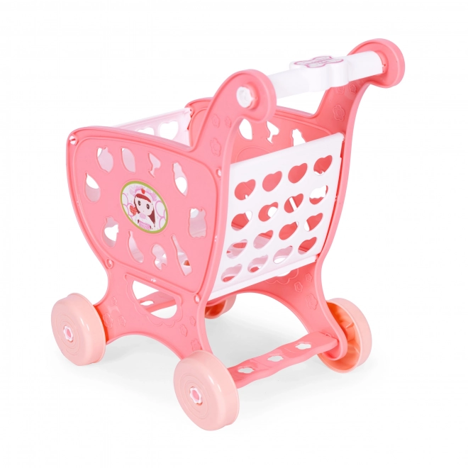 Carrello della spesa rosa per bambini con accessori