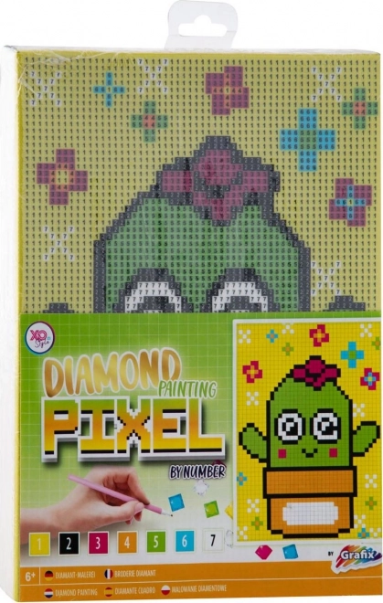 Diamant painting Pixel Cactus su tela 15x20 cm