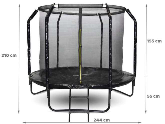 Trampolino da giardino SkyFlyer con scala 244 cm