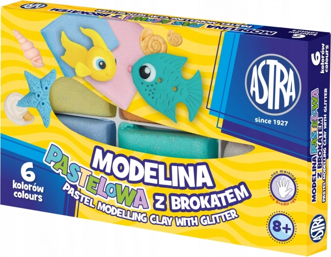 Pasta modellabile termoindurente ASTRA, 6 colori pastello con glitter