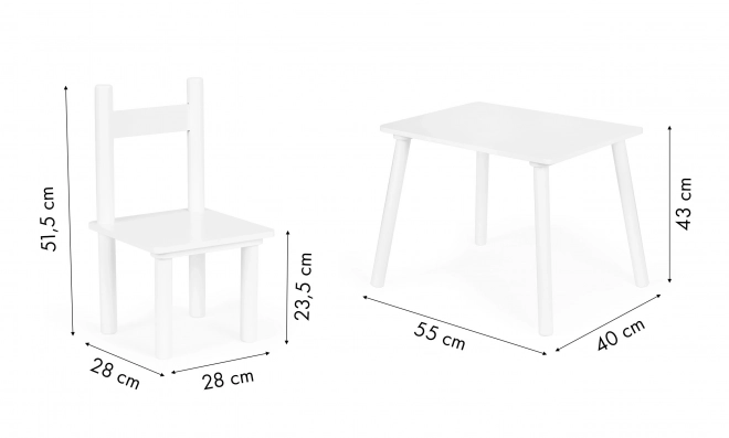 Set mobili per bambini tavolo e 2 sedie