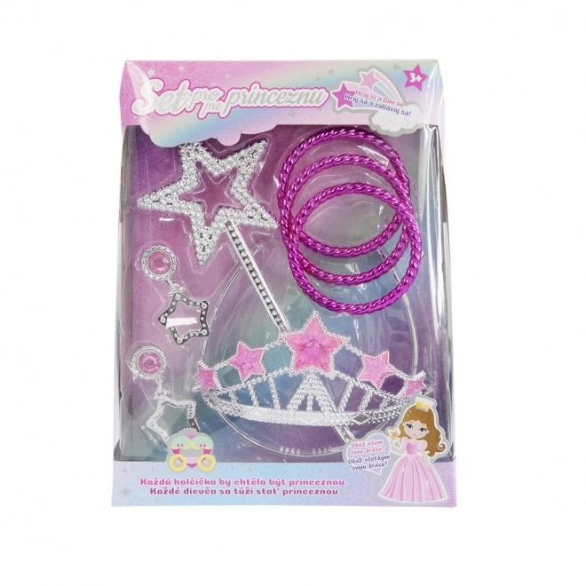 Set principessa con braccialetti, corona e orecchini