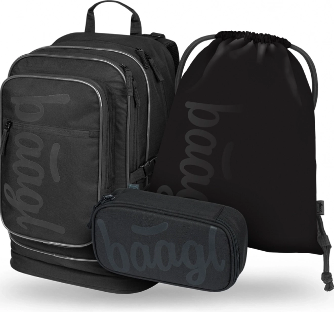 Set scolastico BAAGL: Zaino, Astuccio e Sacca Cubic Uni nero