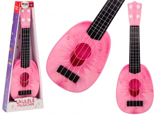 Ukulele per Bambini con Motivo di Pesca Rosa