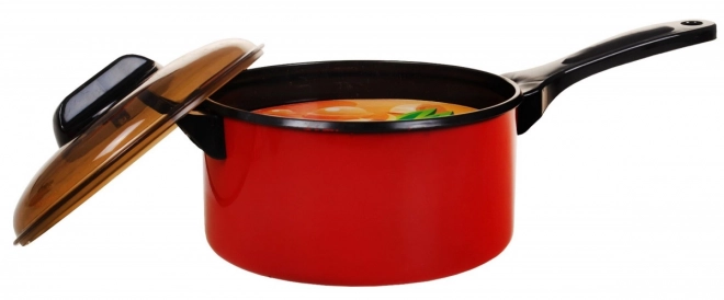 Set Cucina Rosso per Bambini 3+ Anni - Pentole e Utensili Cucina con Alimenti Finti 22 Pezzi