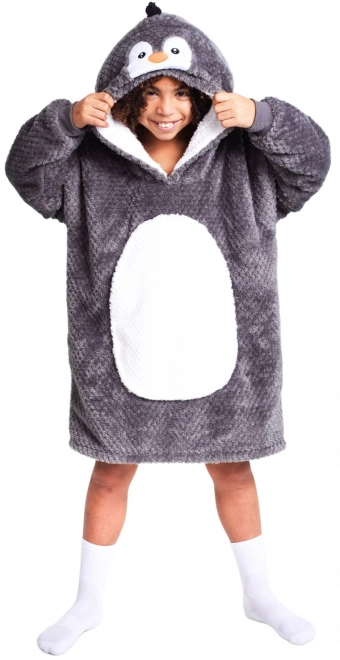 Coperta Felpa da Bambini con Cappuccio Cozy Noxxiez Pinguino