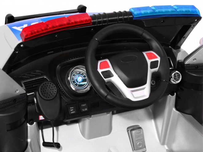 Auto della polizia SUV per bambini a batteria + sirene + luci + megafono + telecomando + avvio lento + EVA + adesivi