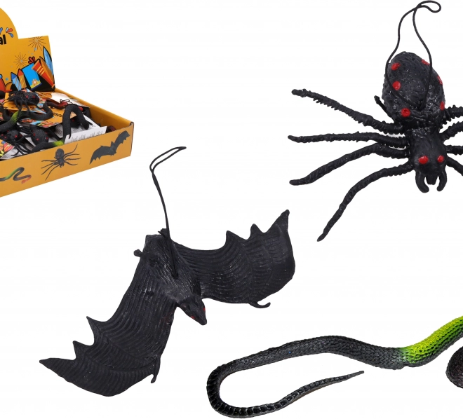 Figure in gomma serpente, pipistrello e ragno – mix 50 pz in display box