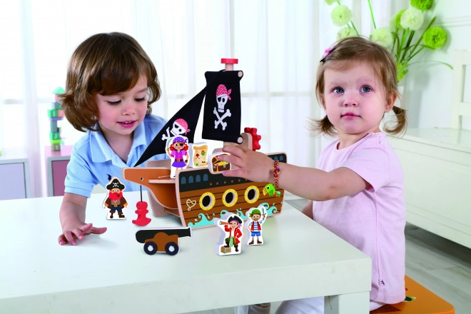 Nave pirata in legno con figurine Tooky Toy