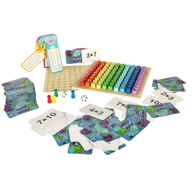 Gioco educativo tabellina in legno con anelli colorati