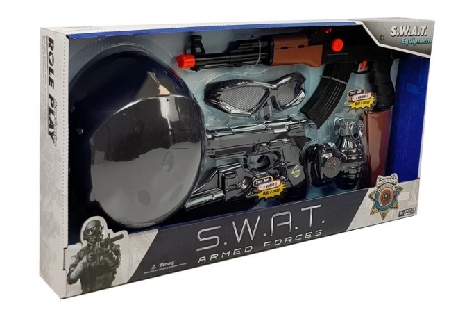 Set da poliziotto S.W.A.T per bambini con pistole e casco nero