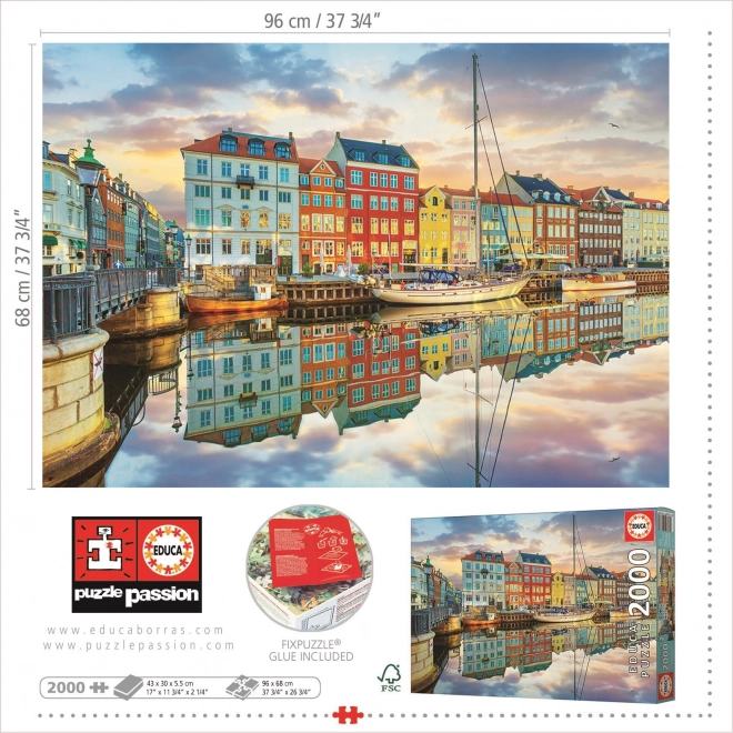 Puzzle tramonto sul porto di Copenhagen 2000 pezzi