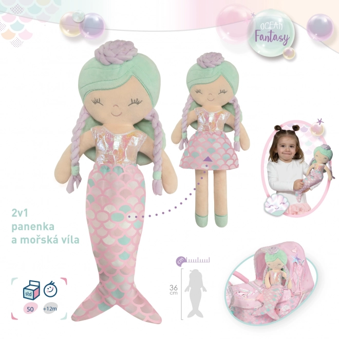 Bambola di peluche Ocean Fantasy di DeCuevas - Sirena trasformabile