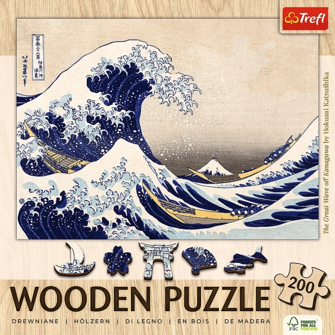 Puzzle in legno Hokusai Grande onda Kanagawa 200 pezzi