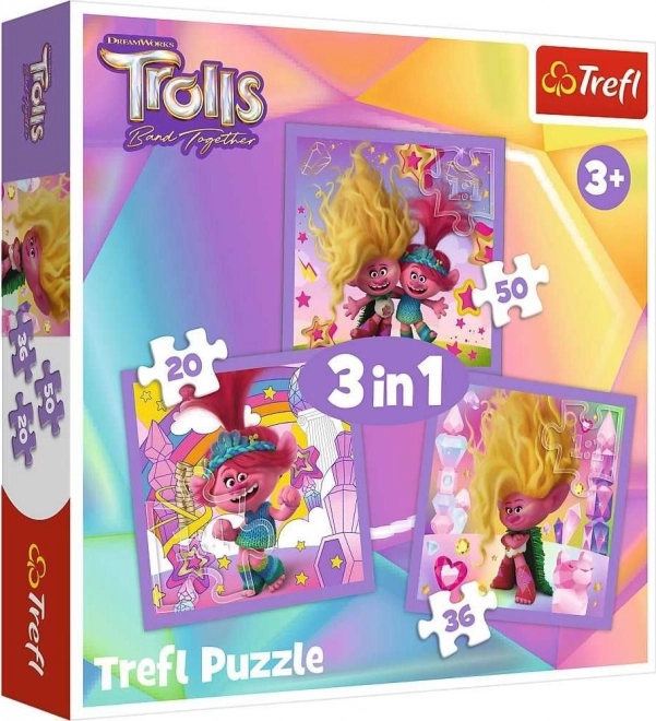 Puzzle TREFL Trolls 3-in-1