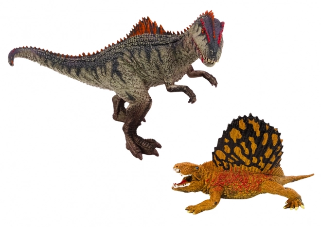 Set di figure di dinosauri Dimetrodon e Allosauro