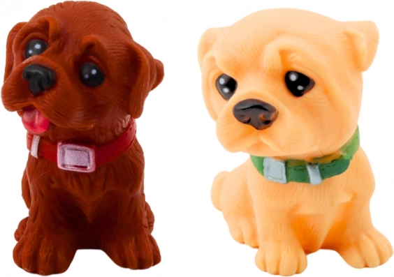 Set di graziose figurine di cuccioli, gomma, 6 pezzi