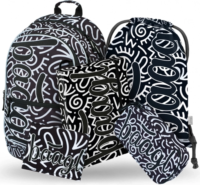 Set scolastico Baagl Core Element: zaino, astuccio, sacchetto, cartelline, portafoglio