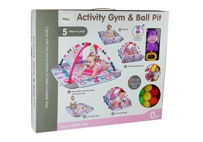 Grande coperta gioco per bambini 5 in 1 con ippopotamo e palline