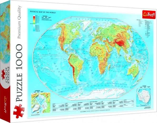 Puzzle 1000 pezzi Mappa fisica del mondo