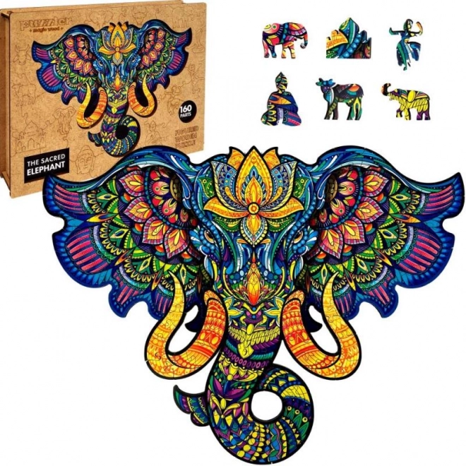 Puzzle in legno colorato - Elefante Sacro