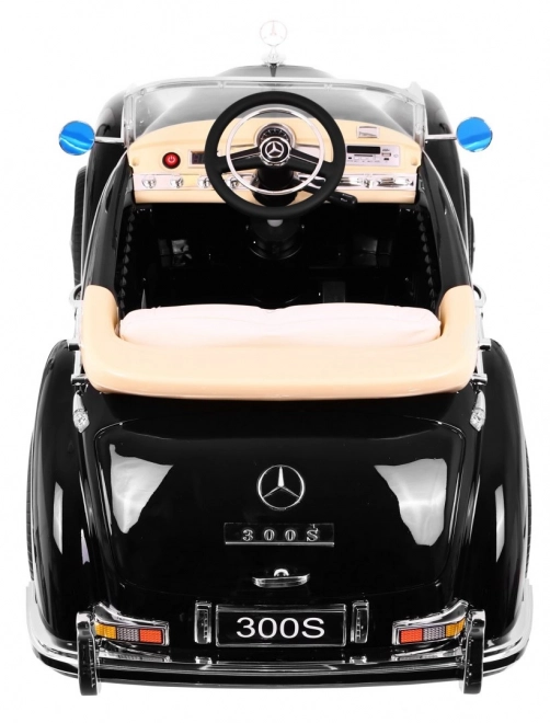 Mercedes Benz 300S Retrò per bambini Laccato Nero + telecomando + EVA + avvio lento + LED MP3