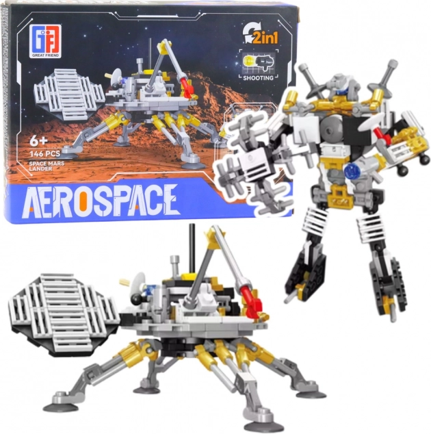 Set di costruzione Aerospace 2-in-1 – modulo di atterraggio marziano e robot spaziale, 146 pezzi