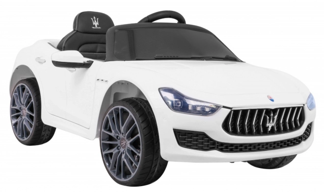 Maserati Ghibli batteria per bambini Bianco + Telecomando + Avvio lento + EVA + MP3 USB + LED